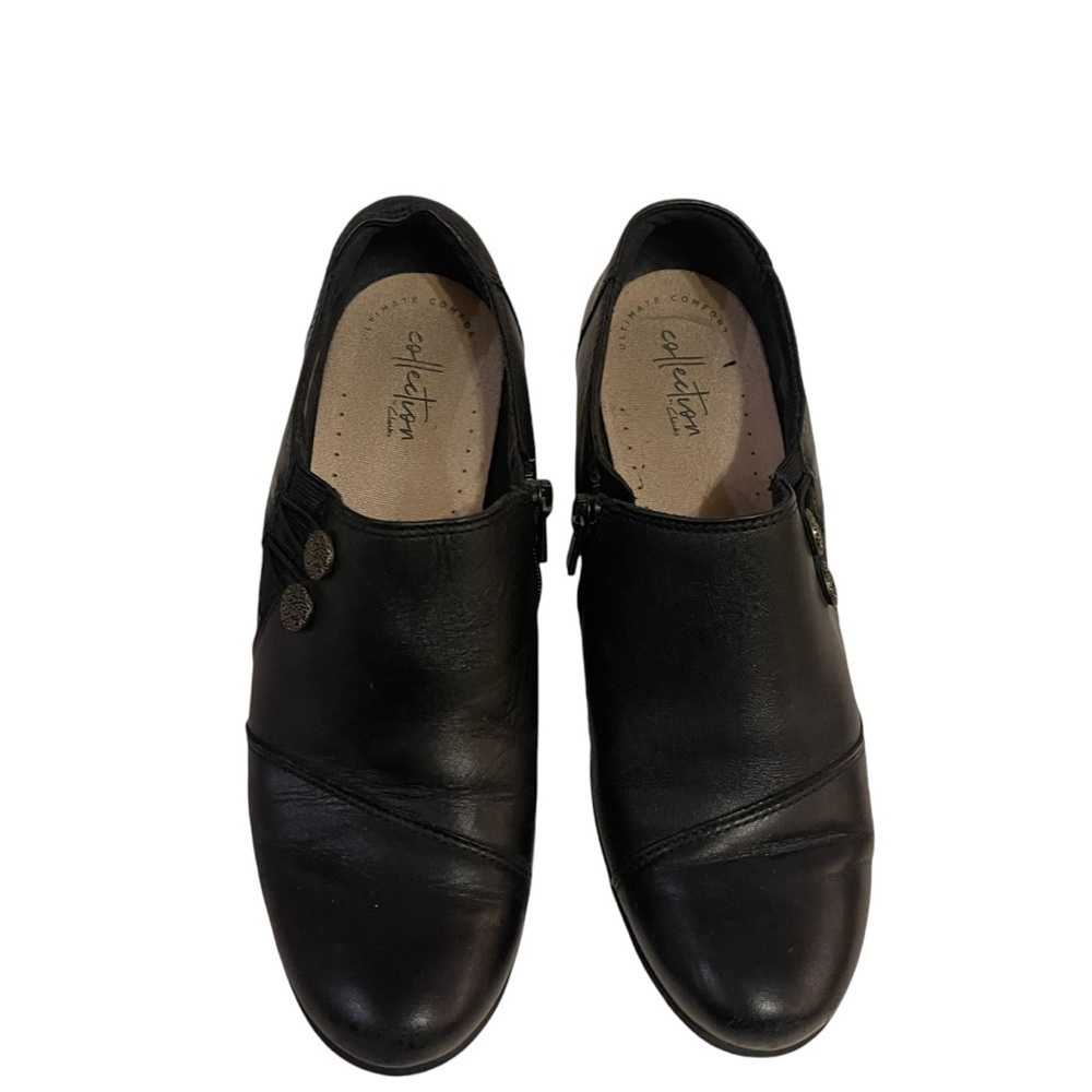 Women’s CLARKS Collection Emslie Black Leather Shoes Heels - Picture 5 of 11